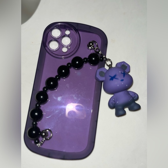 iPhone 12 Pro Purple Transparent Bear Lanyard Phone Case NWT - Picture 4 of 4